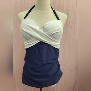 Island Escape Figi Bandini Molded Cup Underwire Tankini Top-(12)NWOT